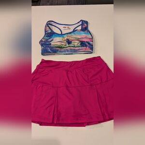 FILA Multicolor Sports Bra & Bright Pink Skort Set.